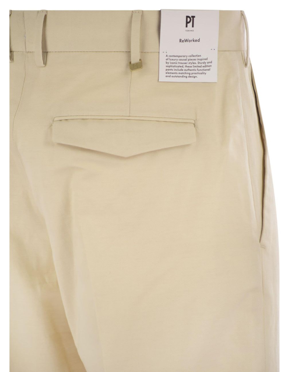 PT Torino Natural Michael Straight Leg Cotton Linen Trousers for men