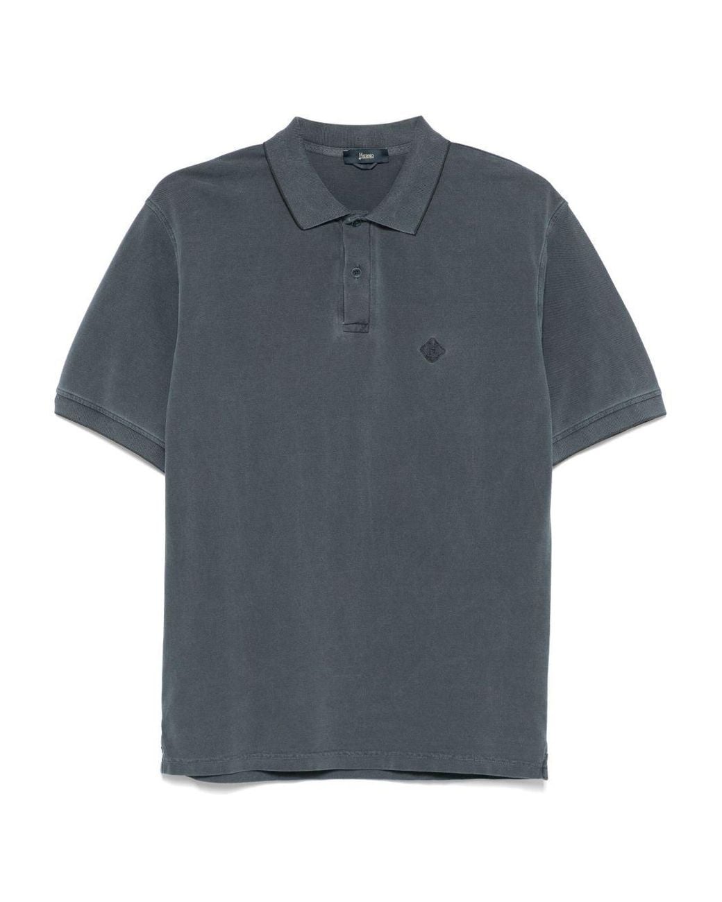 Herno Blue Logo Cotton Polo Shirt for men