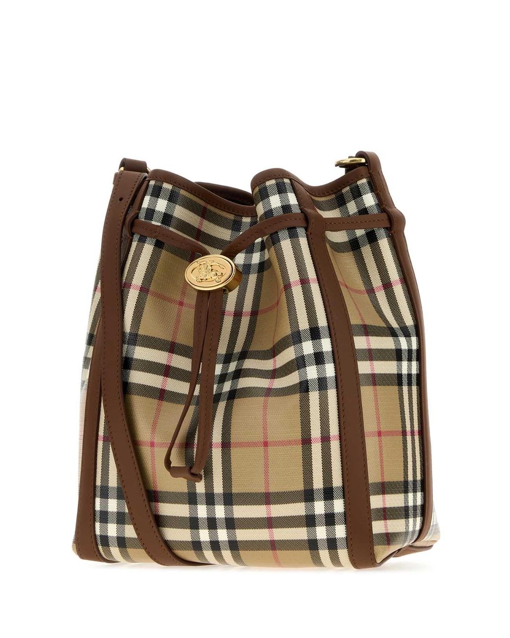 Burberry Brown Mini Cotton Drawstring Bucket Bag