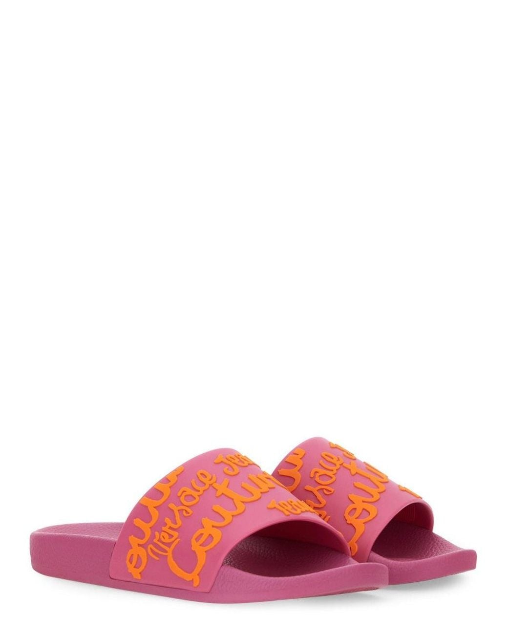 Versace Jeans Couture Pink Slide Sandal With Logo