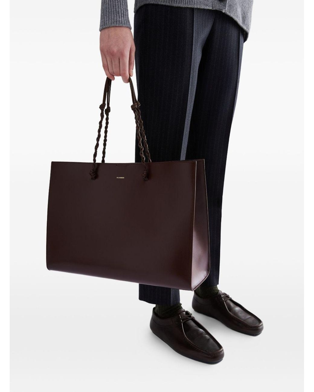 Jil Sander Red Tangle Leather Tote Bag