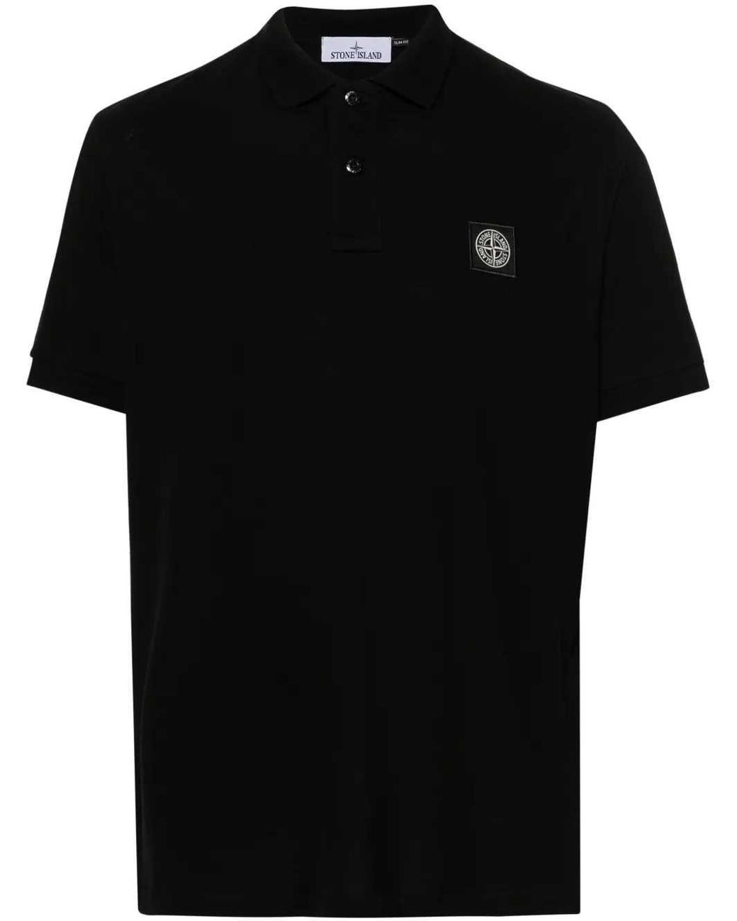 Stone Island Black Logo Patch Polo Shirt