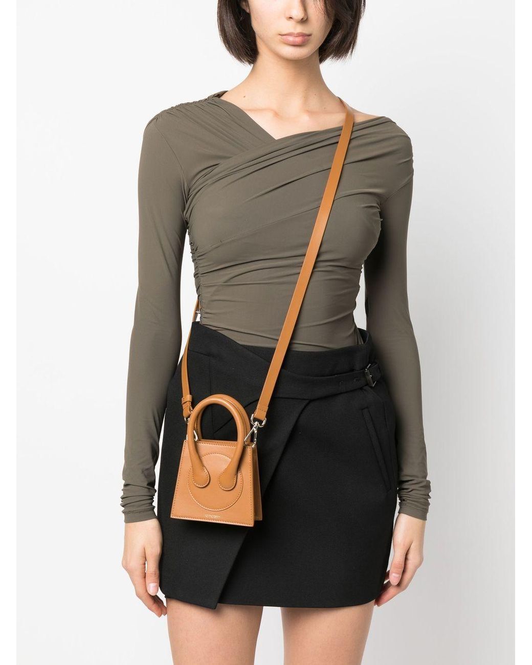 Az Factory By Ester Manas Brown Leather Mini Crossbody Bag