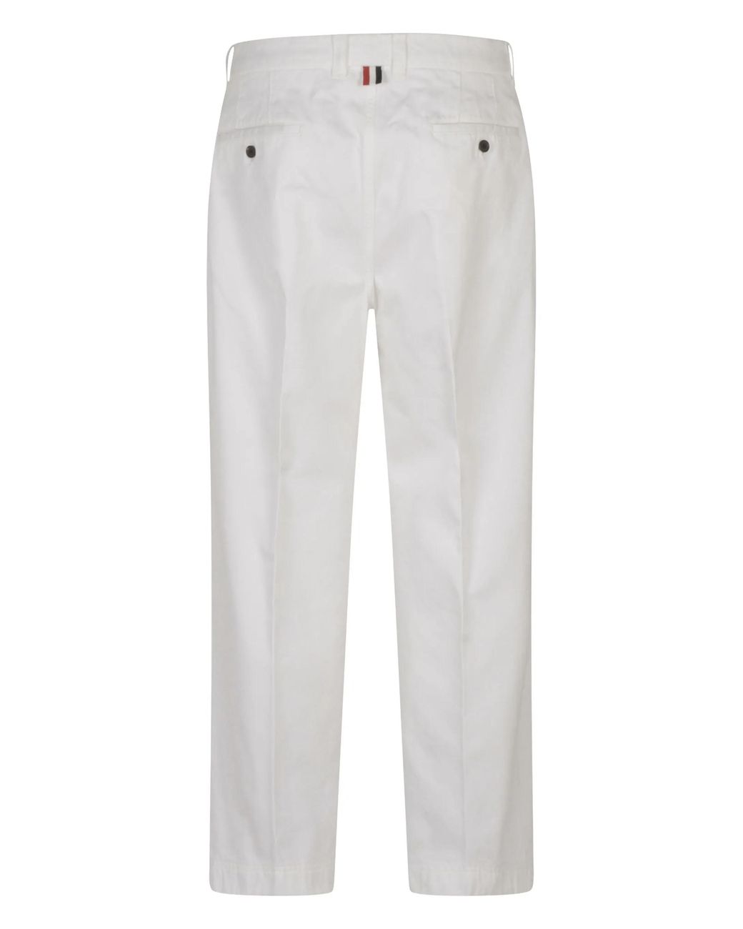 Thom Browne White Utility Chino Trouser Garment Dye for men