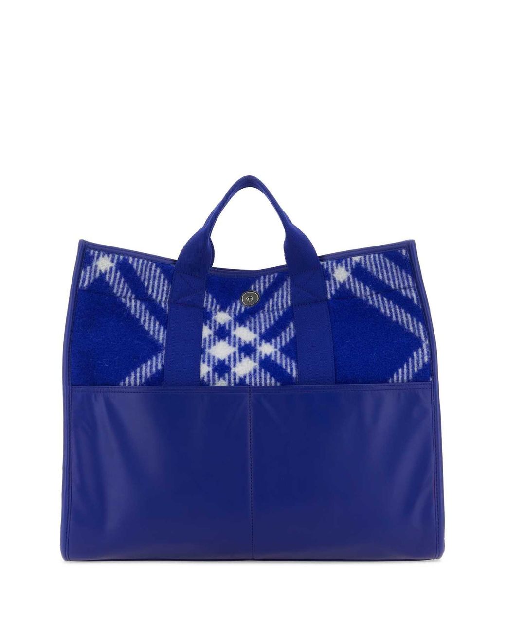 Burberry Blue Embroidered Fabric Knight Shopping Bag