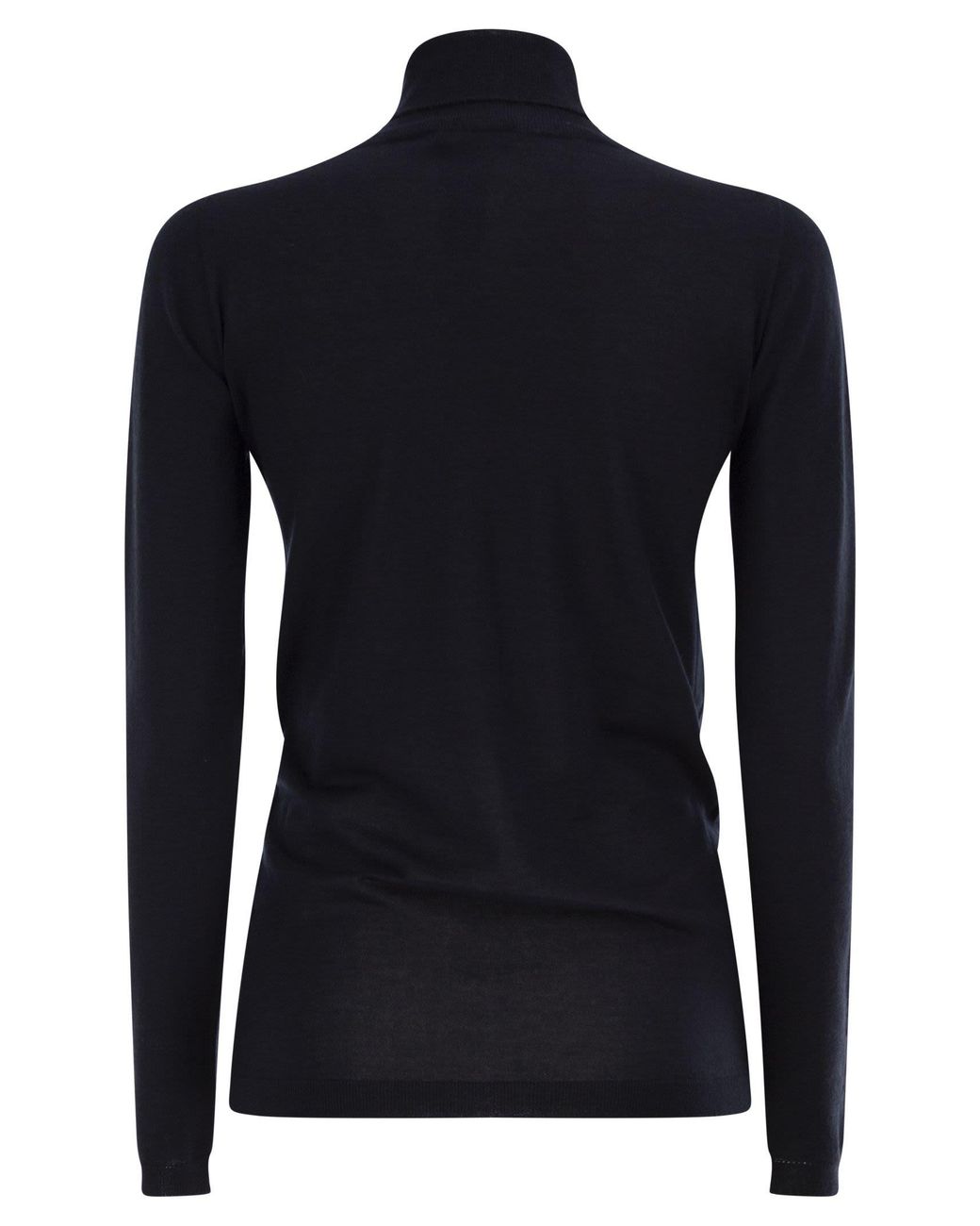 Fabiana Filippi Black Cashmere And Silk Roll-Neck Jumper With An Essential Silhouette