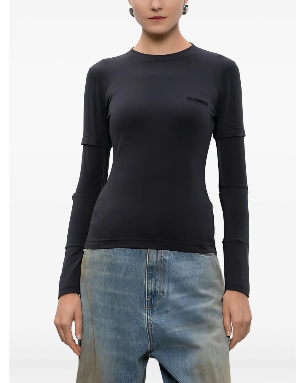 Vetements Black Logo Reworked Fitted Longsleeve