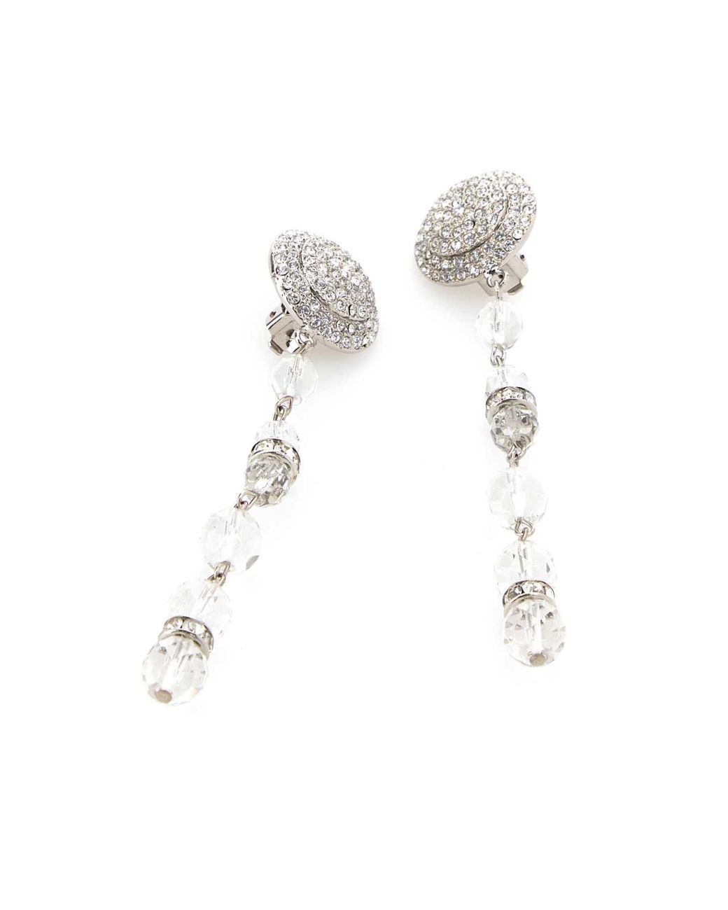 Alessandra Rich Metallic Crystal Earring With Glass Pendant