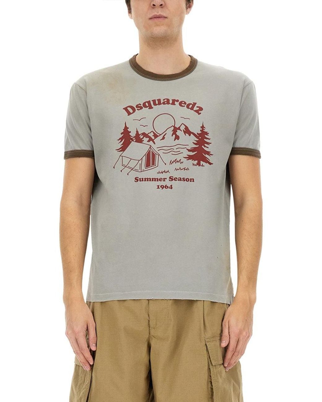 DSquared² Gray T Shirt With Print