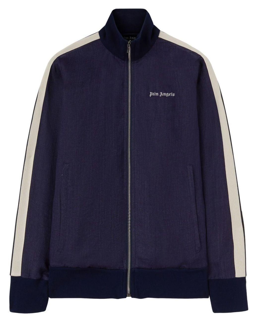 Palm Angels Blue Logo Track Jacket, 100% Polyester, Size: Medium for men