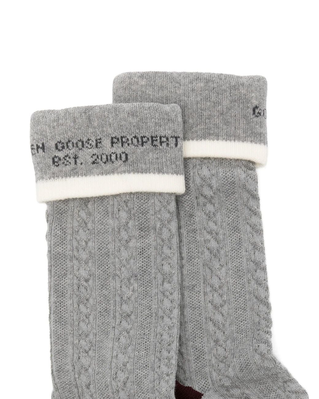 Golden Goose Deluxe Brand Gray Socks High Rib/Braid/ Jacquard Logo