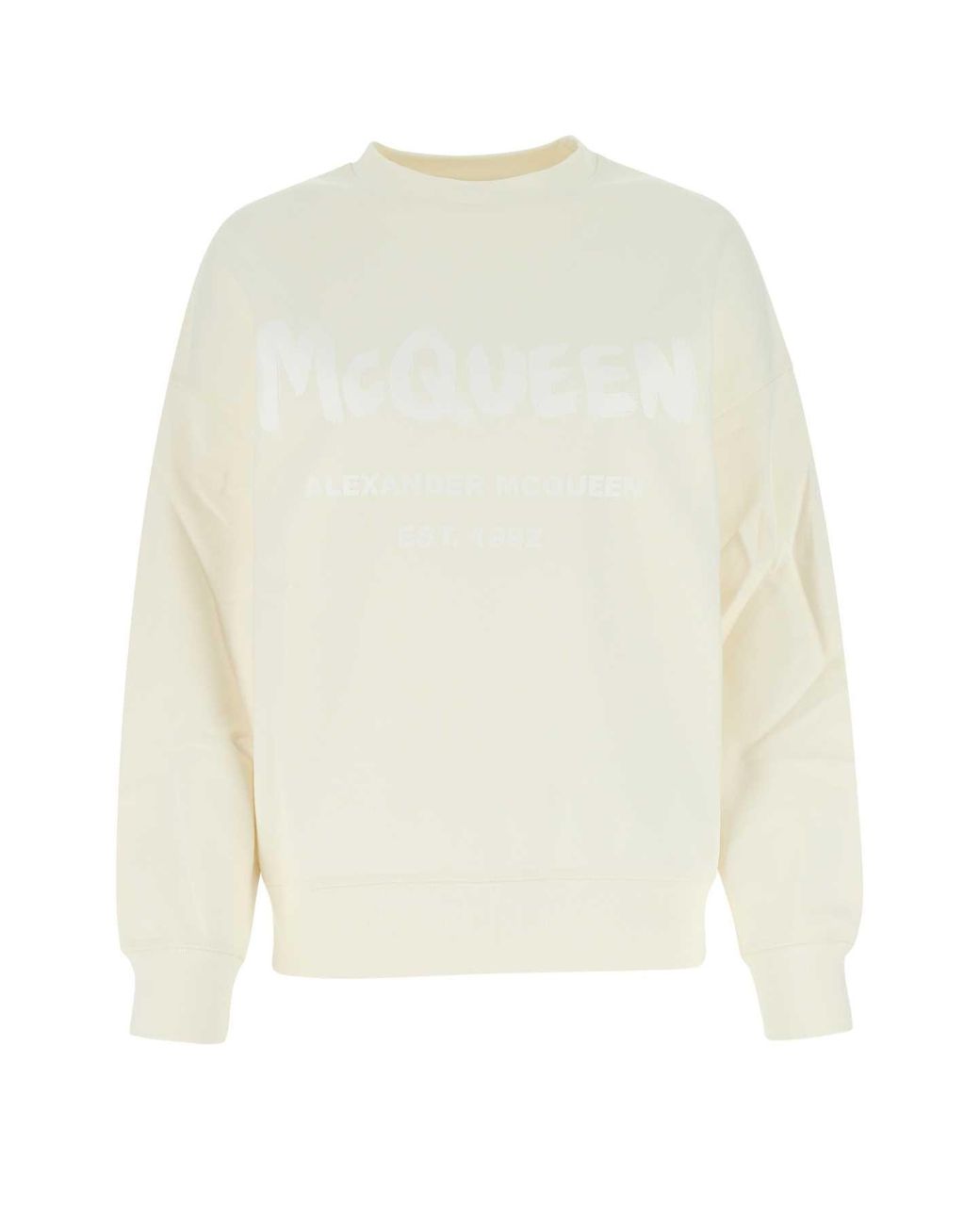 McQueen White Ivory Cotton Oversize Sweatshirt