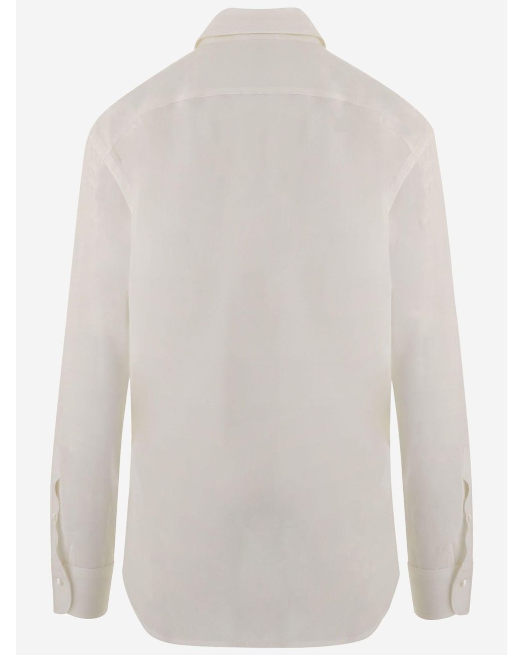 HER SHIRT HER DRESS White Stretch Silk Shirt