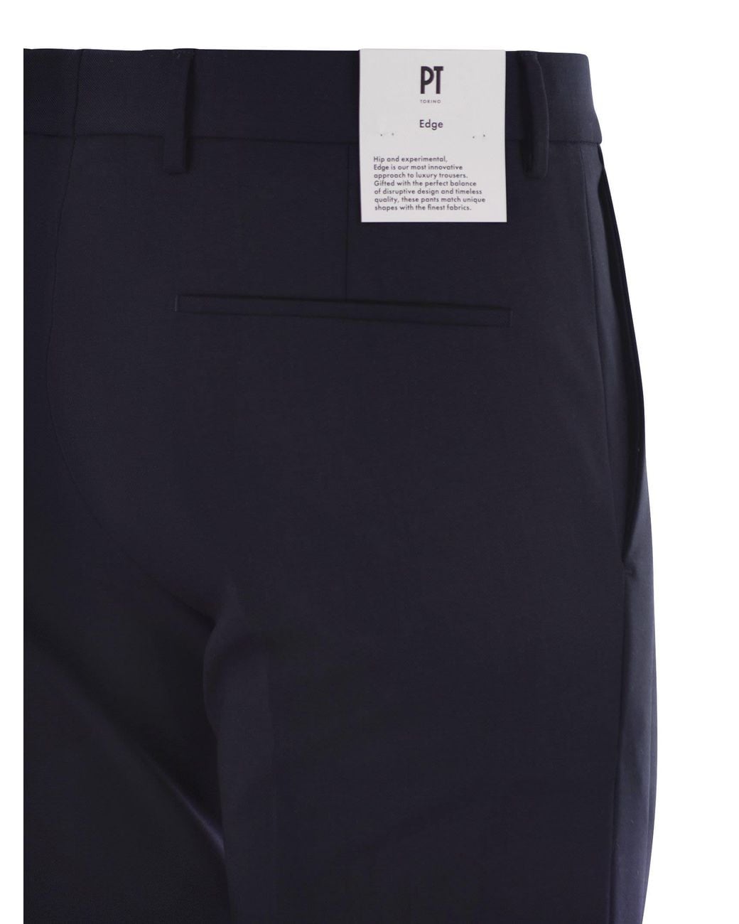 PT Torino Blue Dieci Virgin Wool Trousers for men