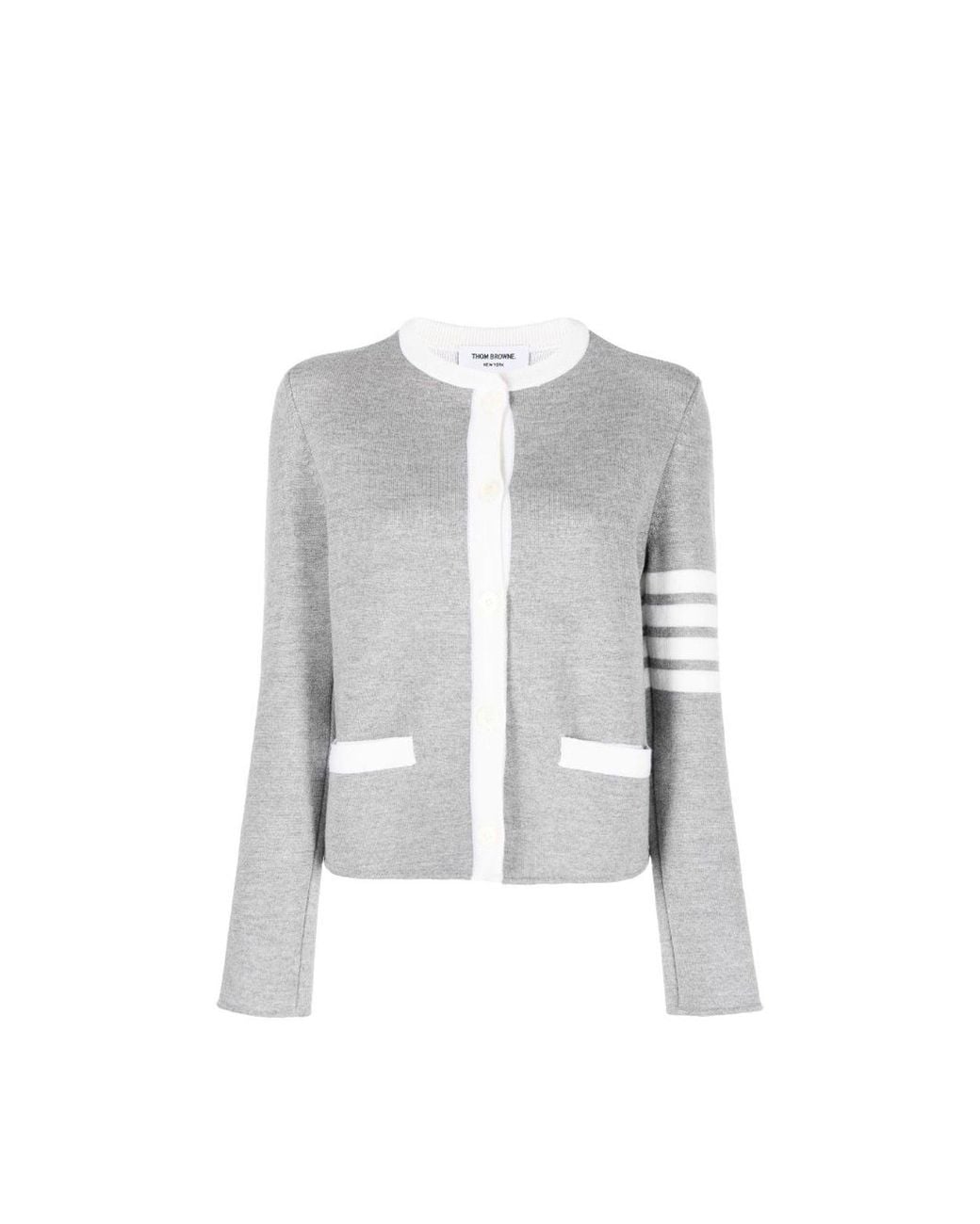 Thom Browne Gray Thom E 4- Bar Wool Cardigan