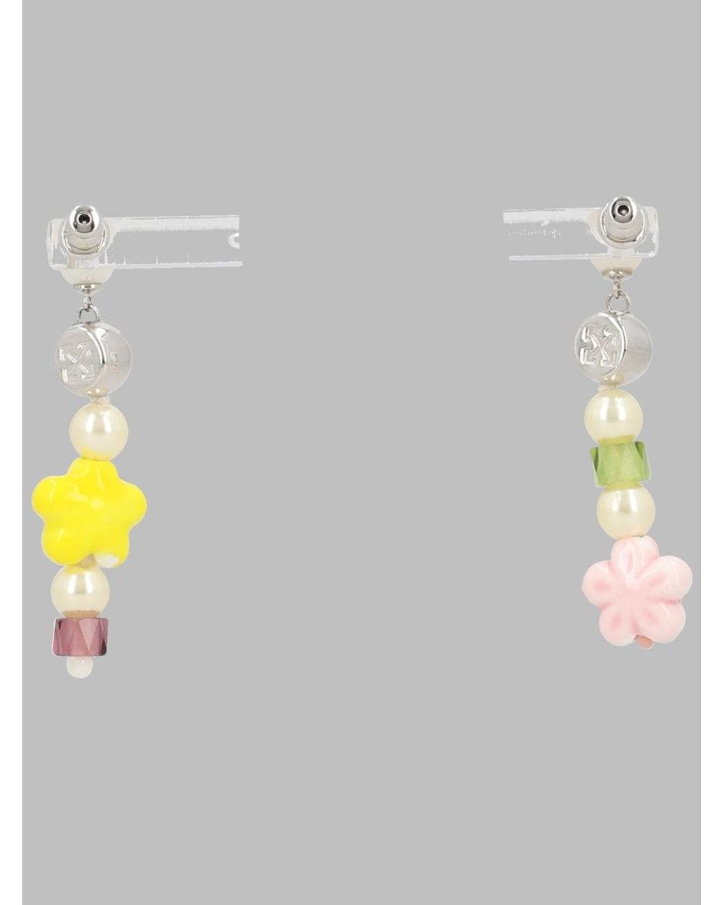 Off-White c/o Virgil Abloh Gray Drop Earrings With Floral Charms