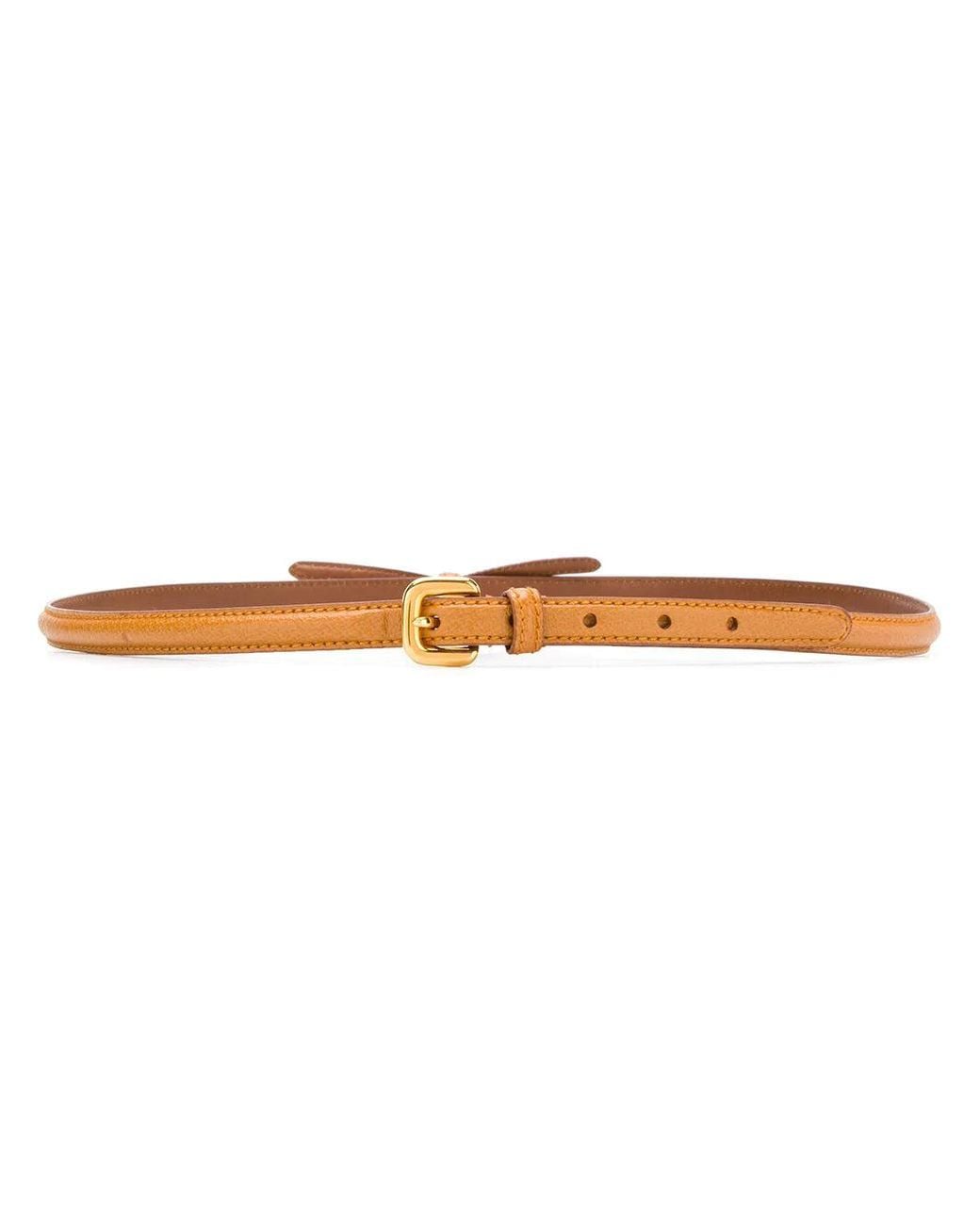 Prada White Bow Detail Slim Buckle Belt