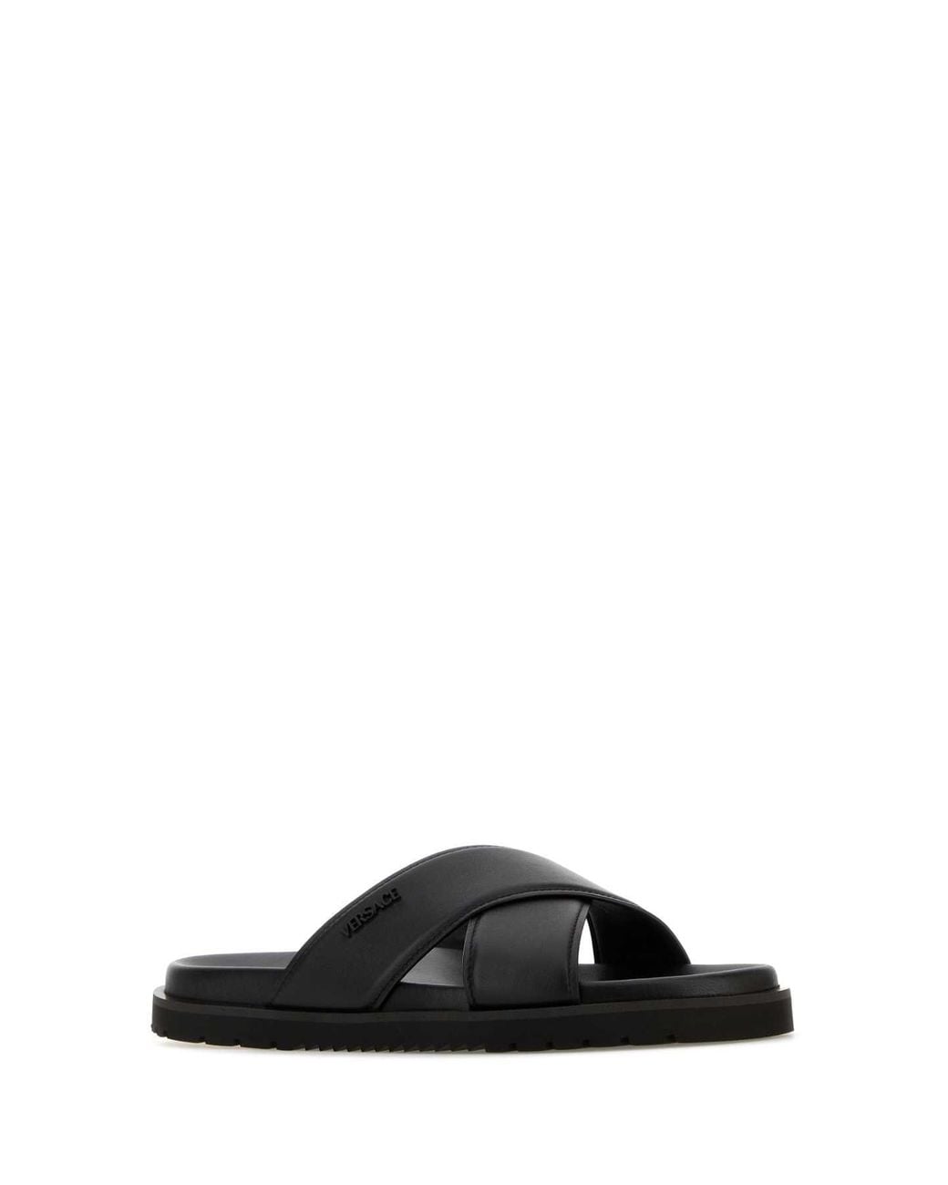 Versace Black Leather Slippers