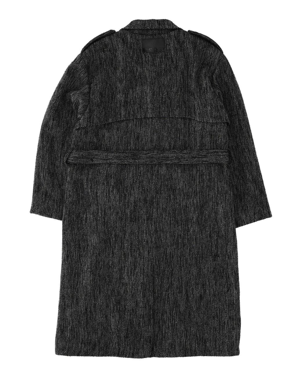 MSGM Black Resca Lurex Trench Coat Girl Grigio Scur