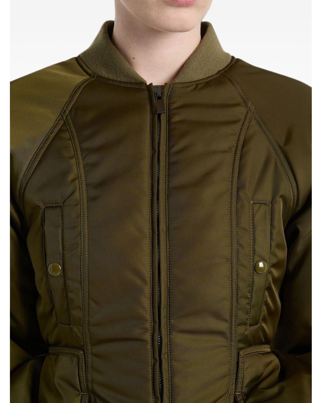 Balmain Green Nylon Bomber Jacket