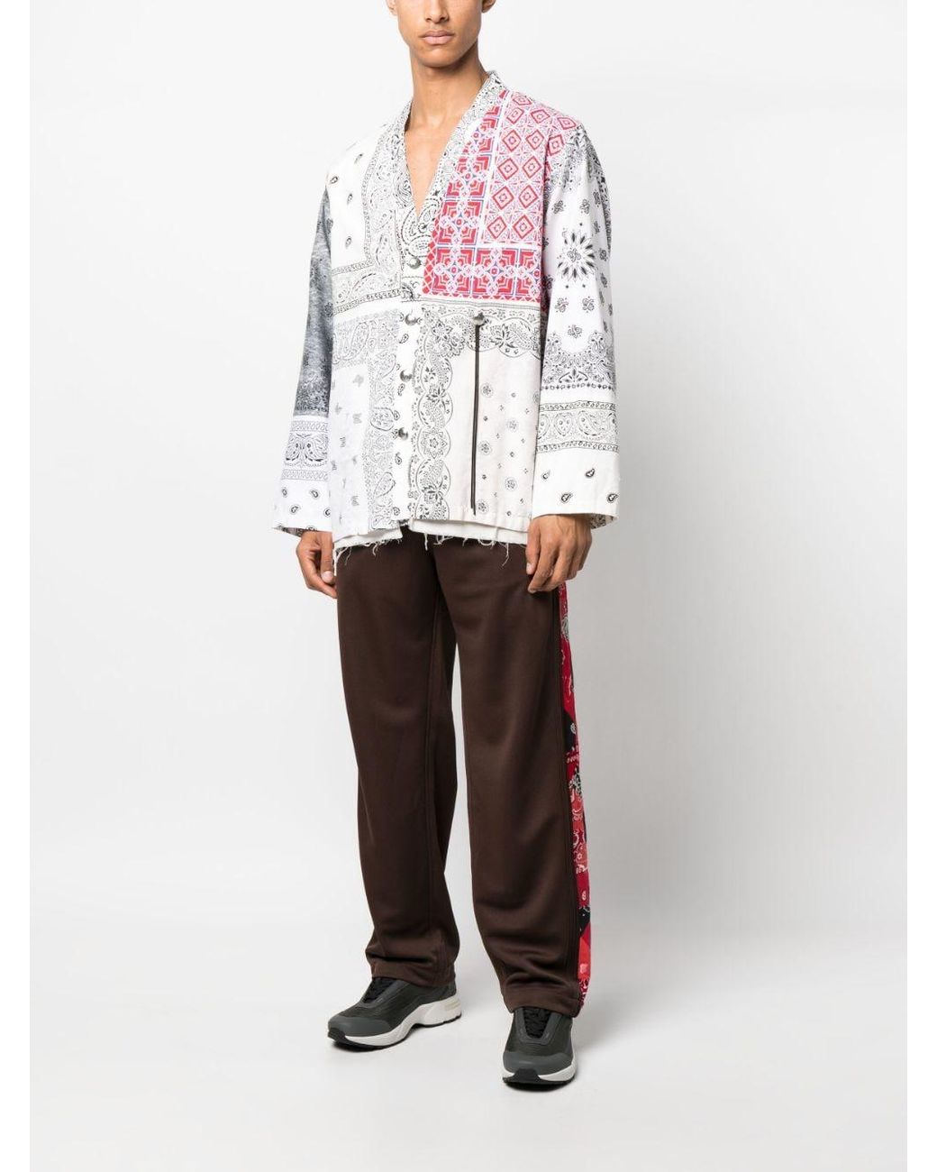 Children of the discordance Brown Bandana-Panel Track Pants for men