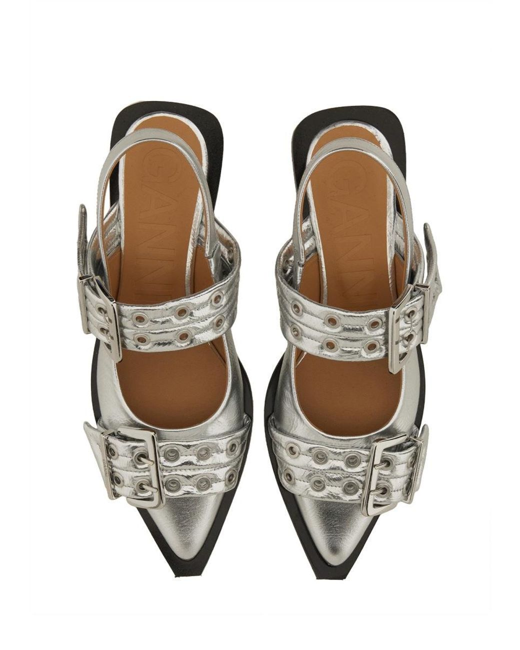 Ganni White Ballerina With Buckle