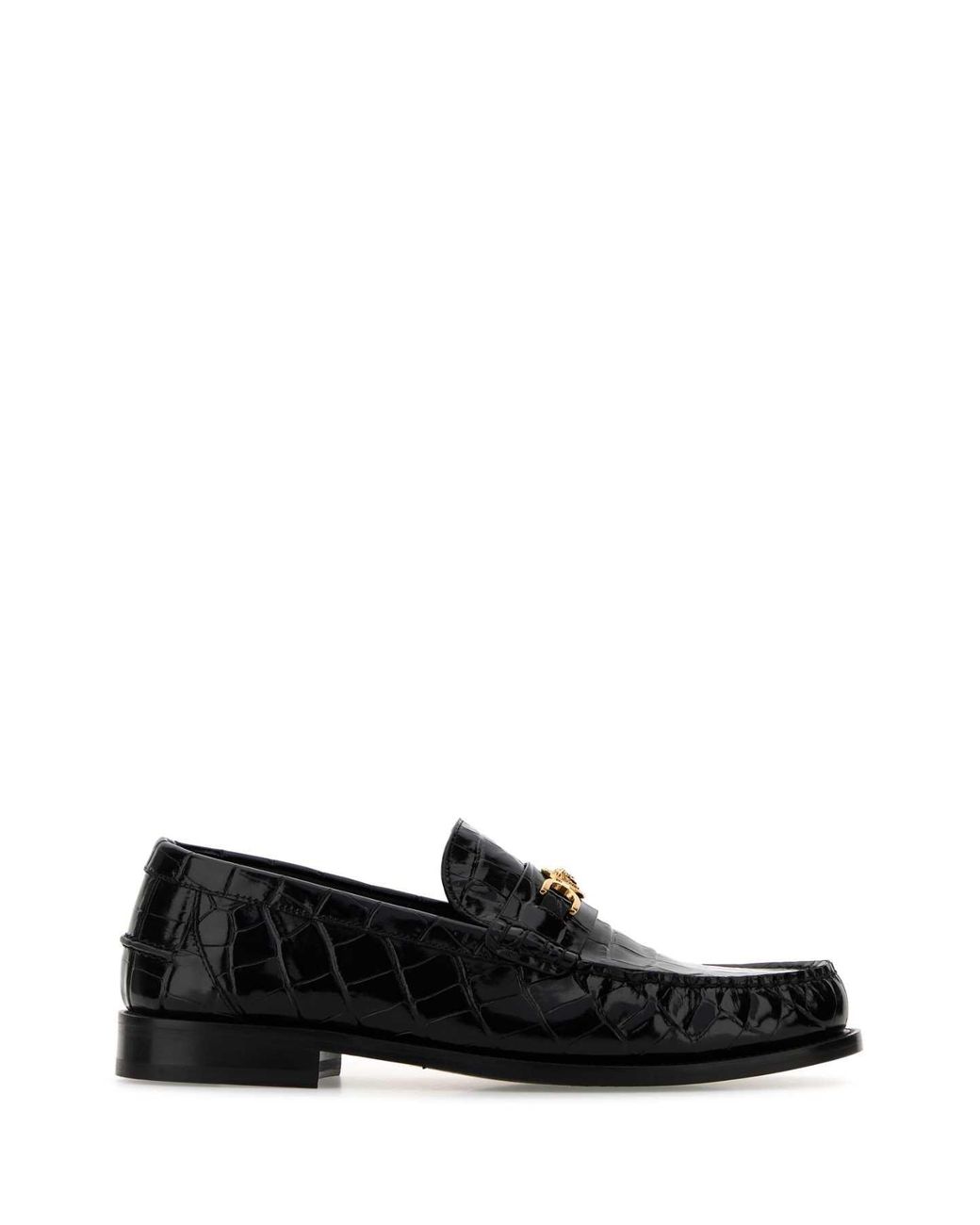 Versace Black Leather Loafers