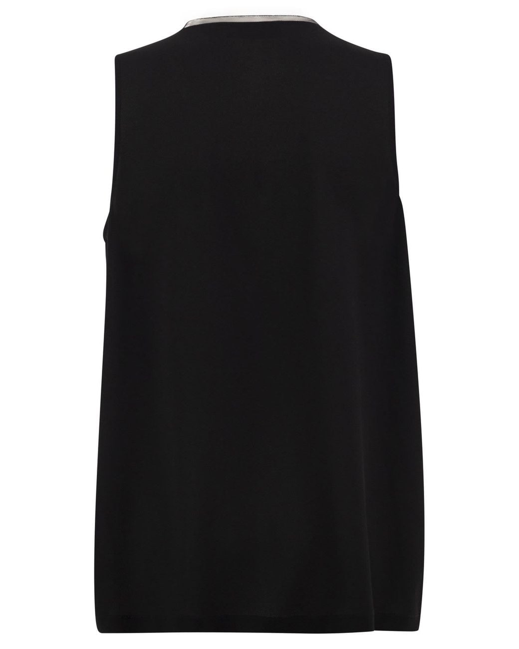Fabiana Filippi Black Silk-Blend Sleeveless V-Neck Top