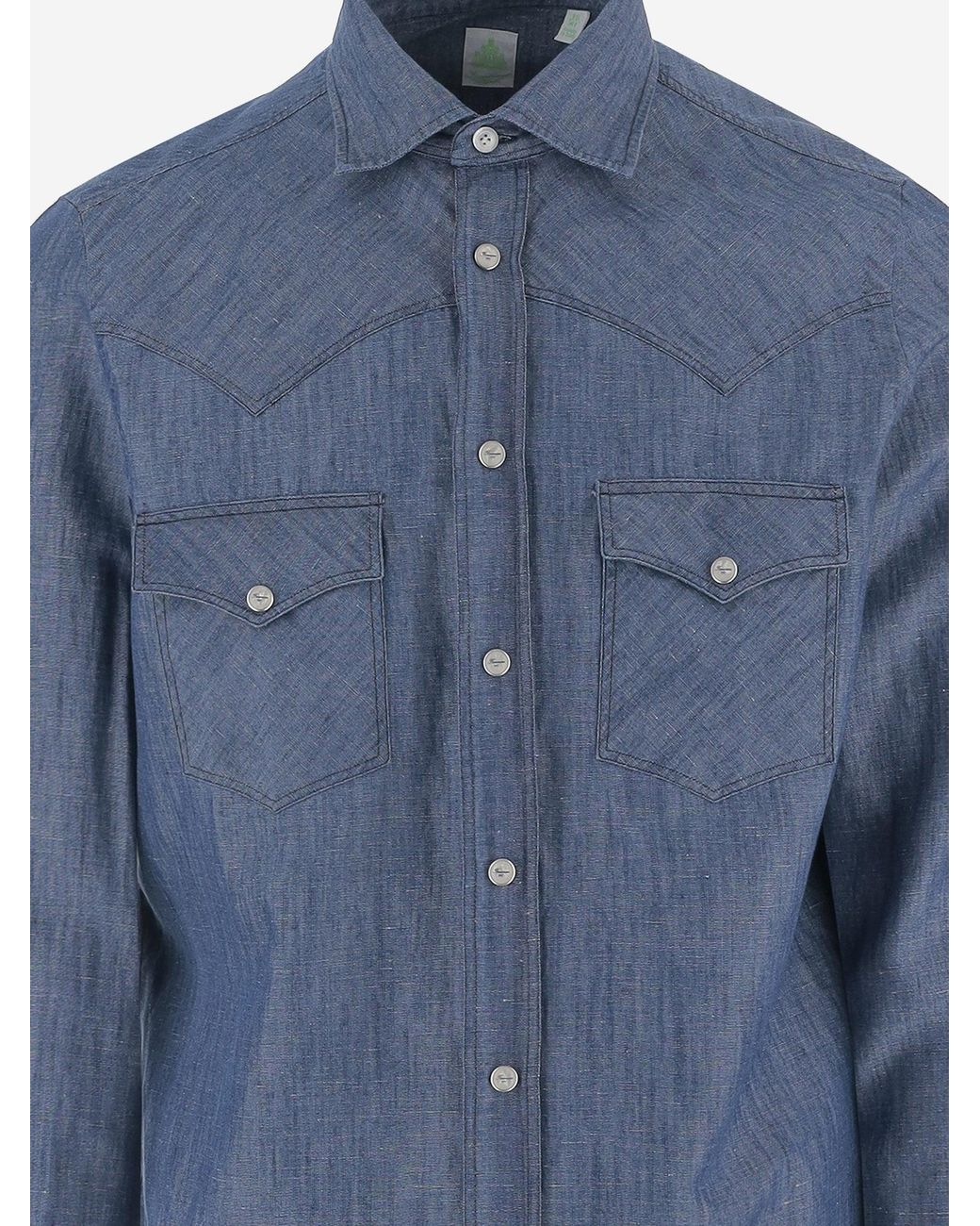 Finamore 1925 Blue Cotton And Linen Shirt