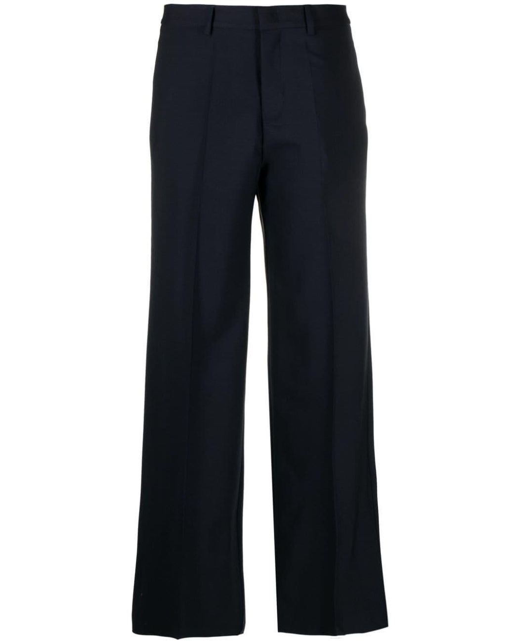 P.A.R.O.S.H. Blue Lillie Pressed-Crease Wide-Leg Pants