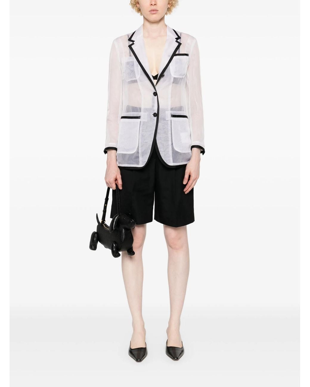 Thom Browne White Semi Sheer Organza Blazer