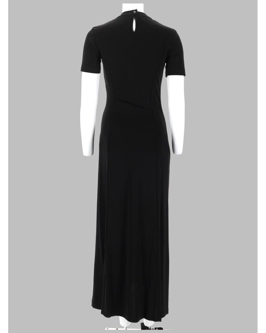 Rabanne Black Asymmetrical Draped Midi Dress