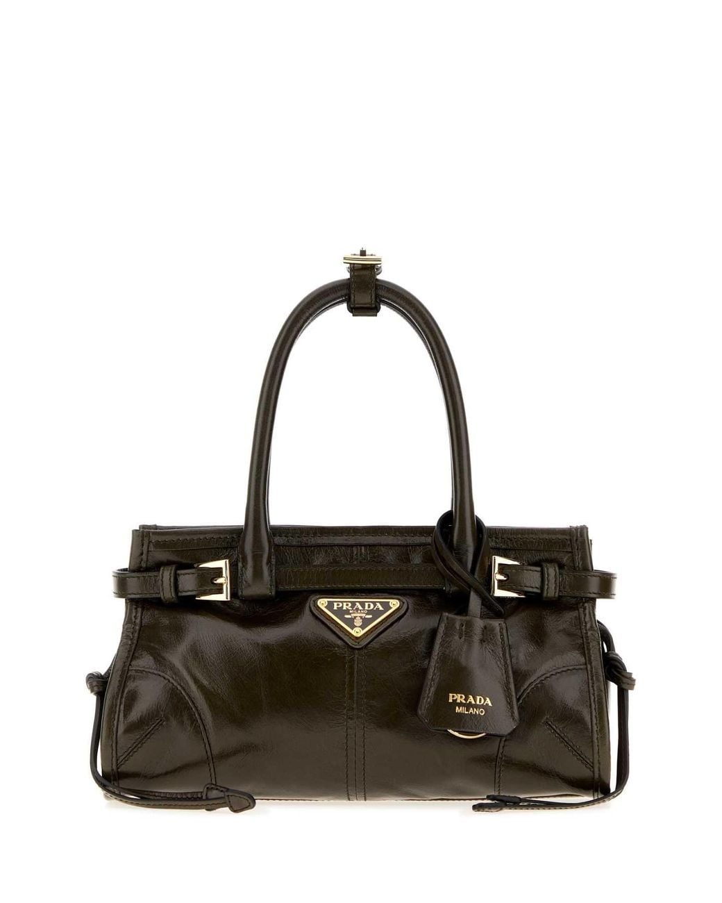 Prada Black Mini Leather Bonnie Handbag With Adjustable Shoulder Strap