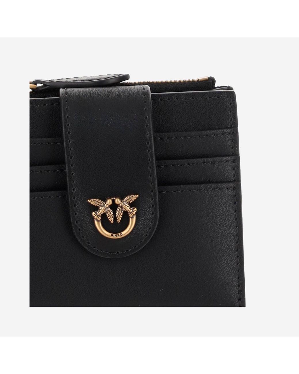 Pinko Black Leather Wallet With Logo
