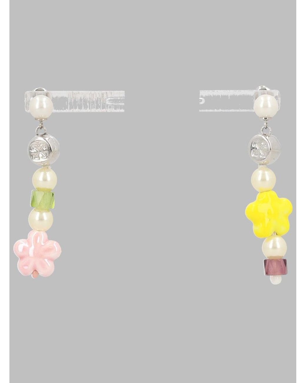 Off-White c/o Virgil Abloh Gray Drop Earrings With Floral Charms
