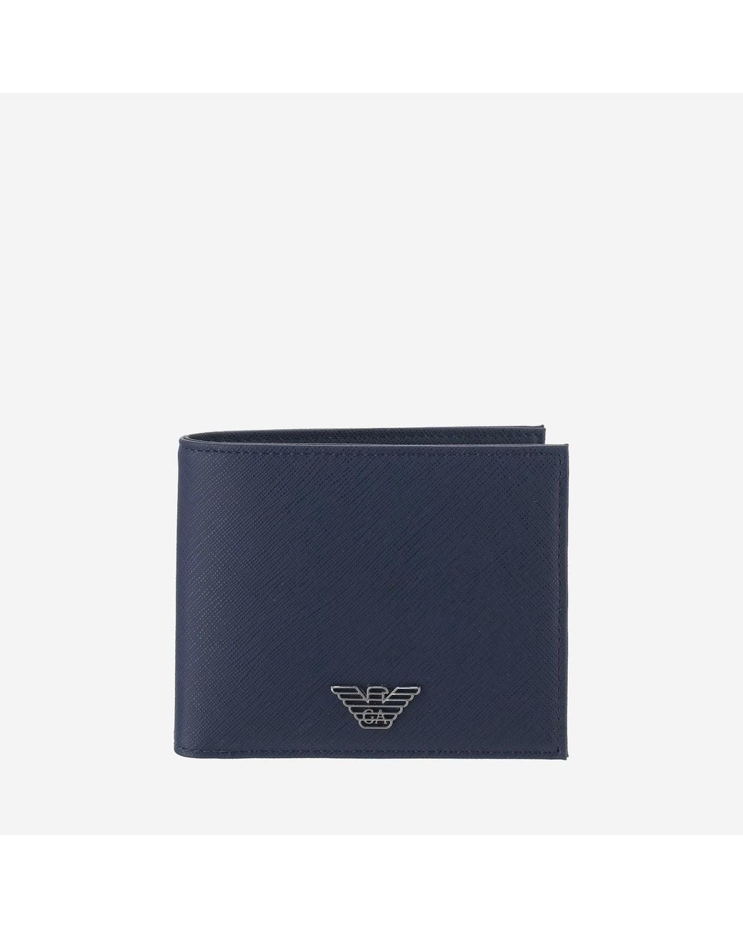 Emporio Armani Blue Bifold Card Holder With Logo