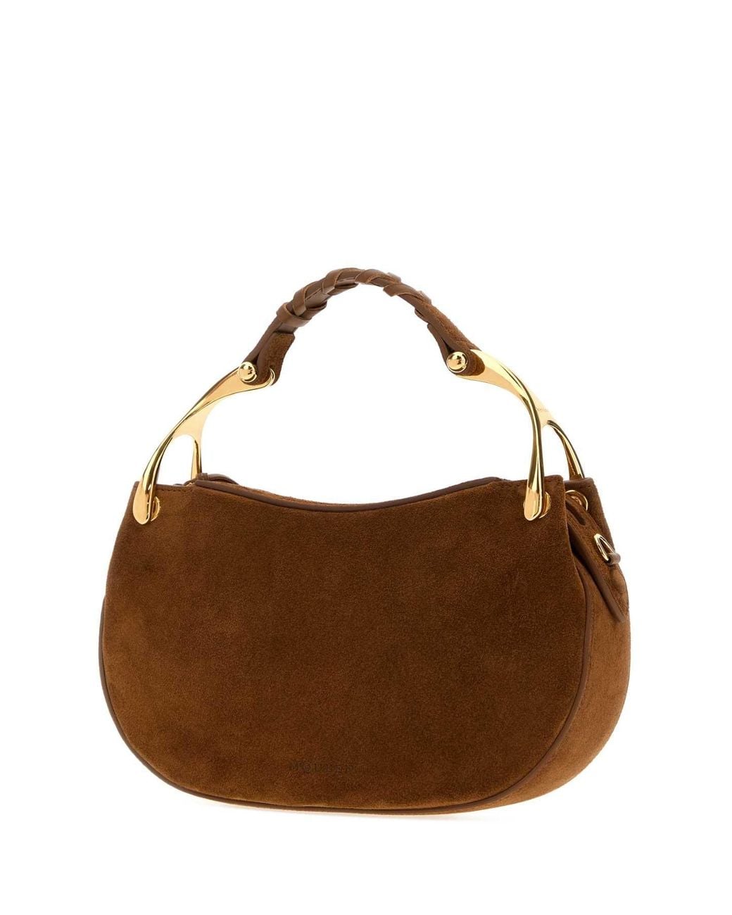 McQueen Brown Suede Mini Wishbone Handbag