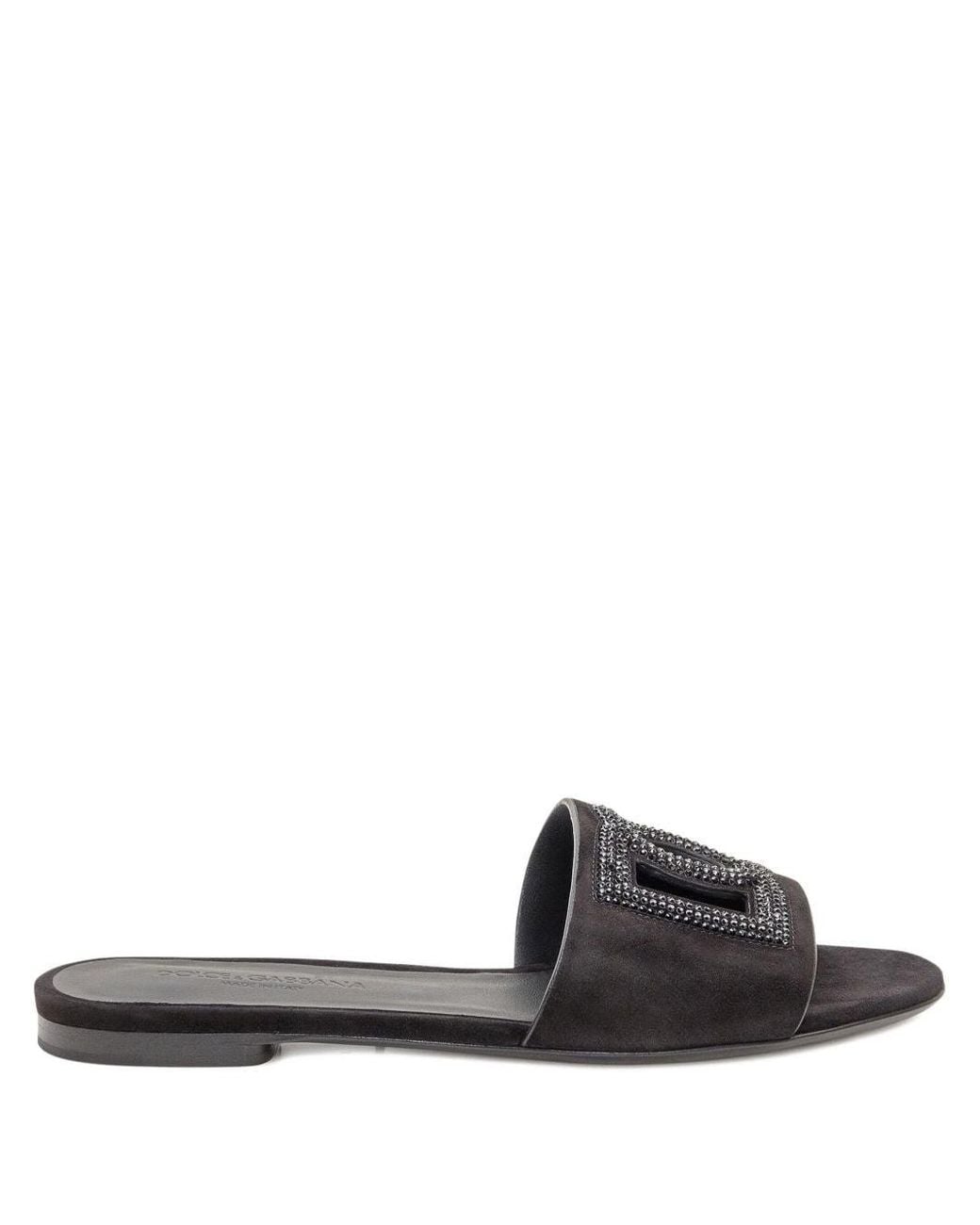 Dolce & Gabbana Black Dolce & Gabbana Dg Logo Leather Sandals