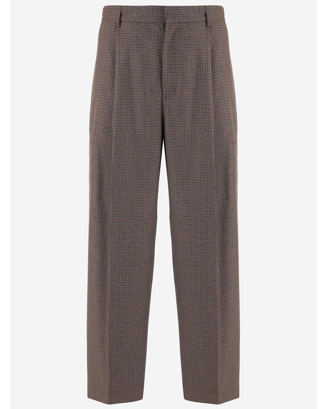 DARKPARK Gray Pants Checked Viscose-Blend Polyester Trousers for men