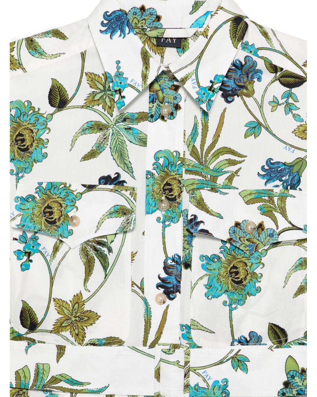 Fay Green Printed Cotton Chemisier Dress