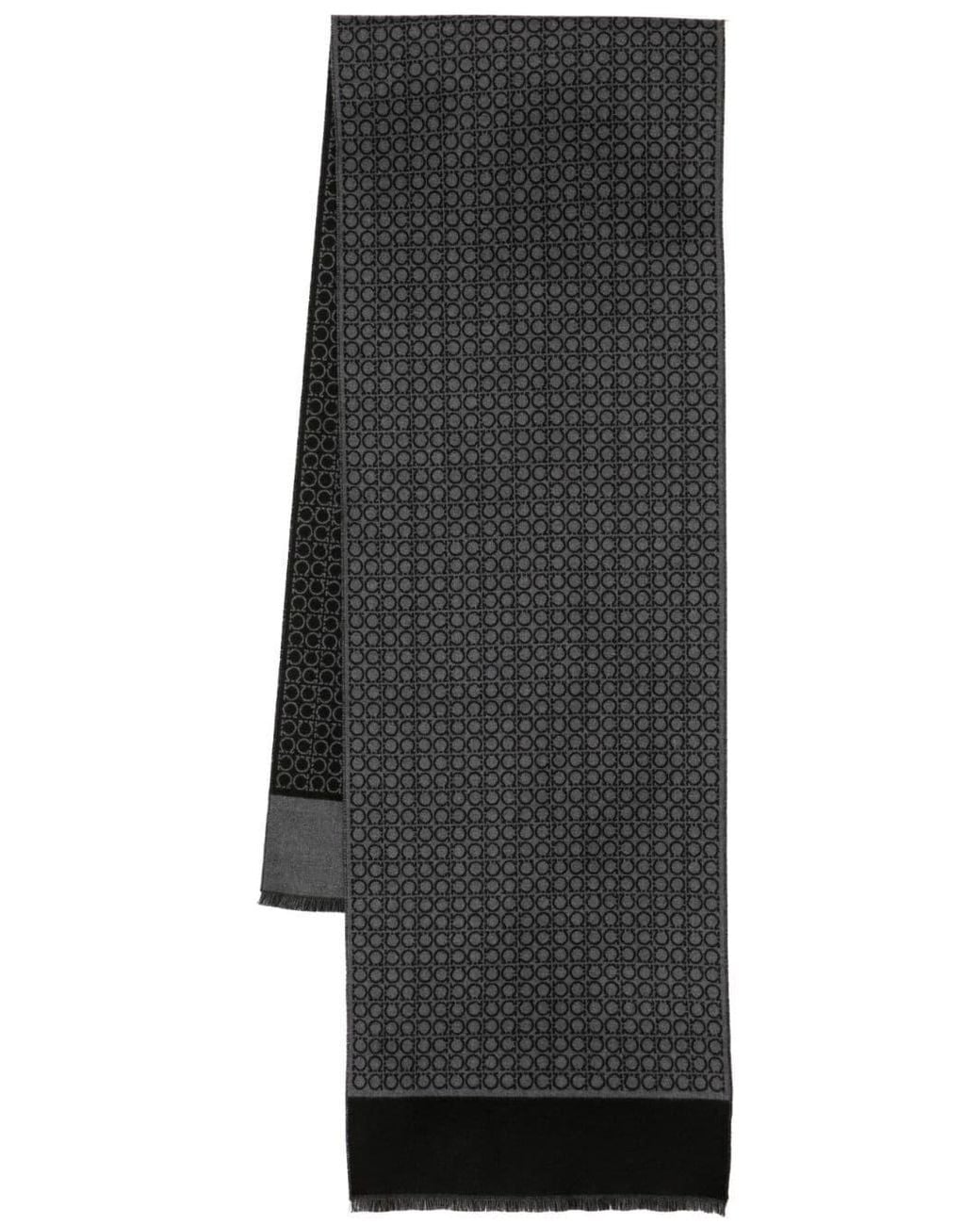 Ferragamo Gray Gancini Wool Scarf