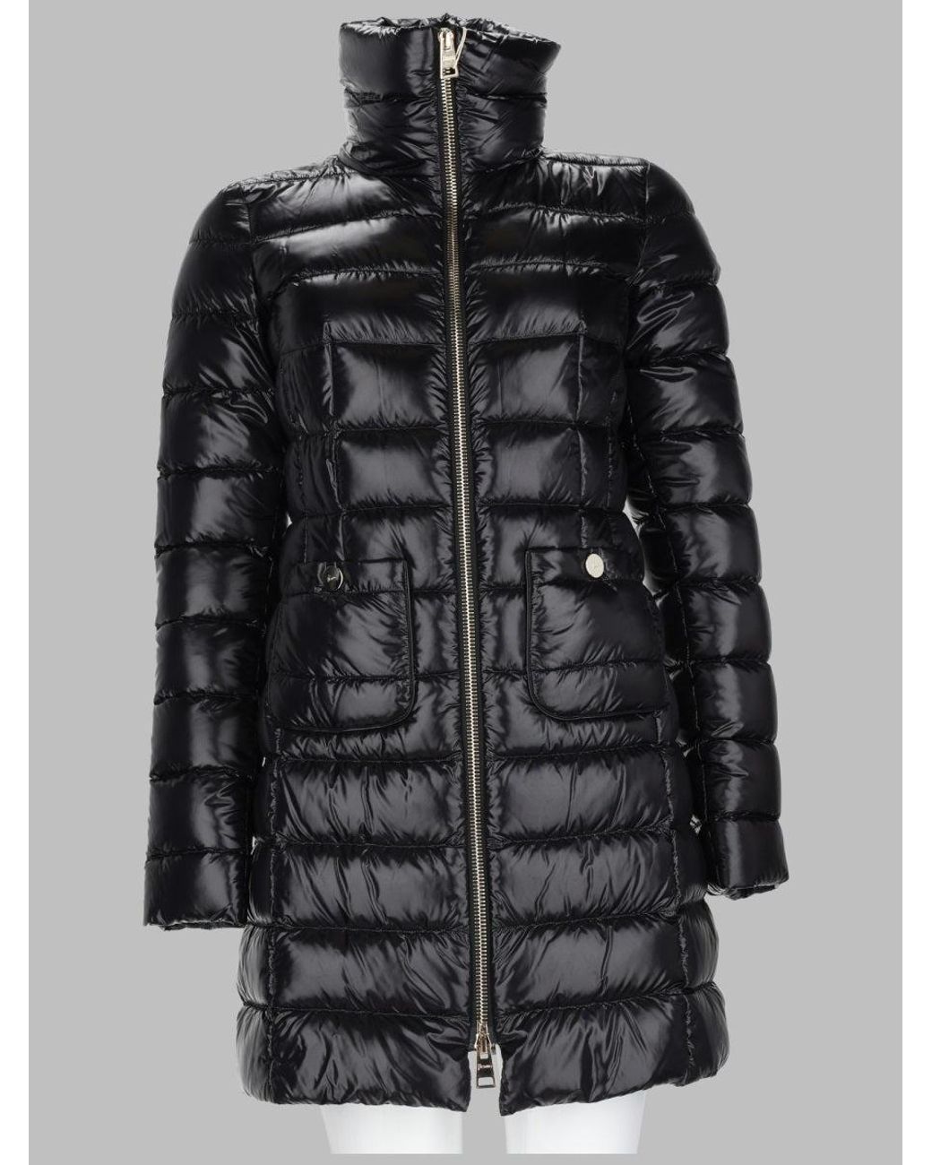 Herno Black Maria Glossy Quilted Long Down Jacket