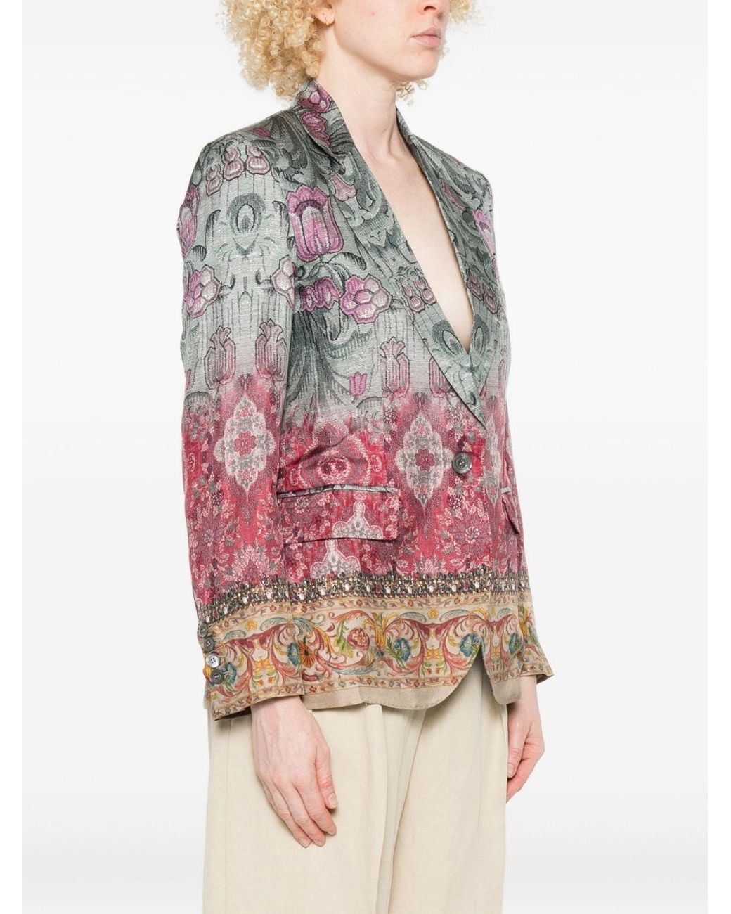 Pierre Louis Mascia Red Silk Single-Breasted Jacket