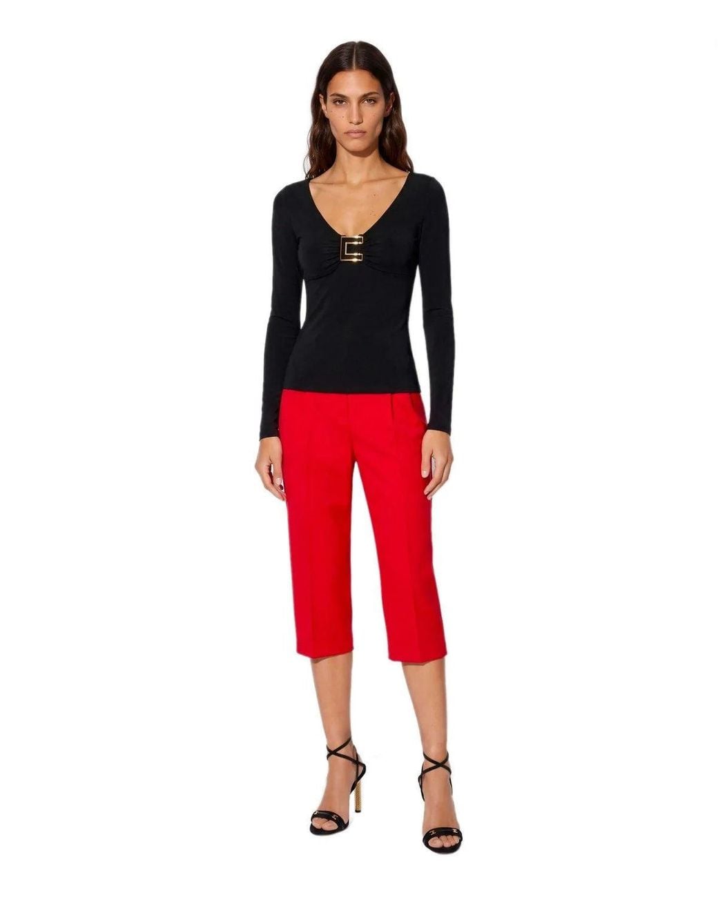 Elisabetta Franchi Black Top With Logo