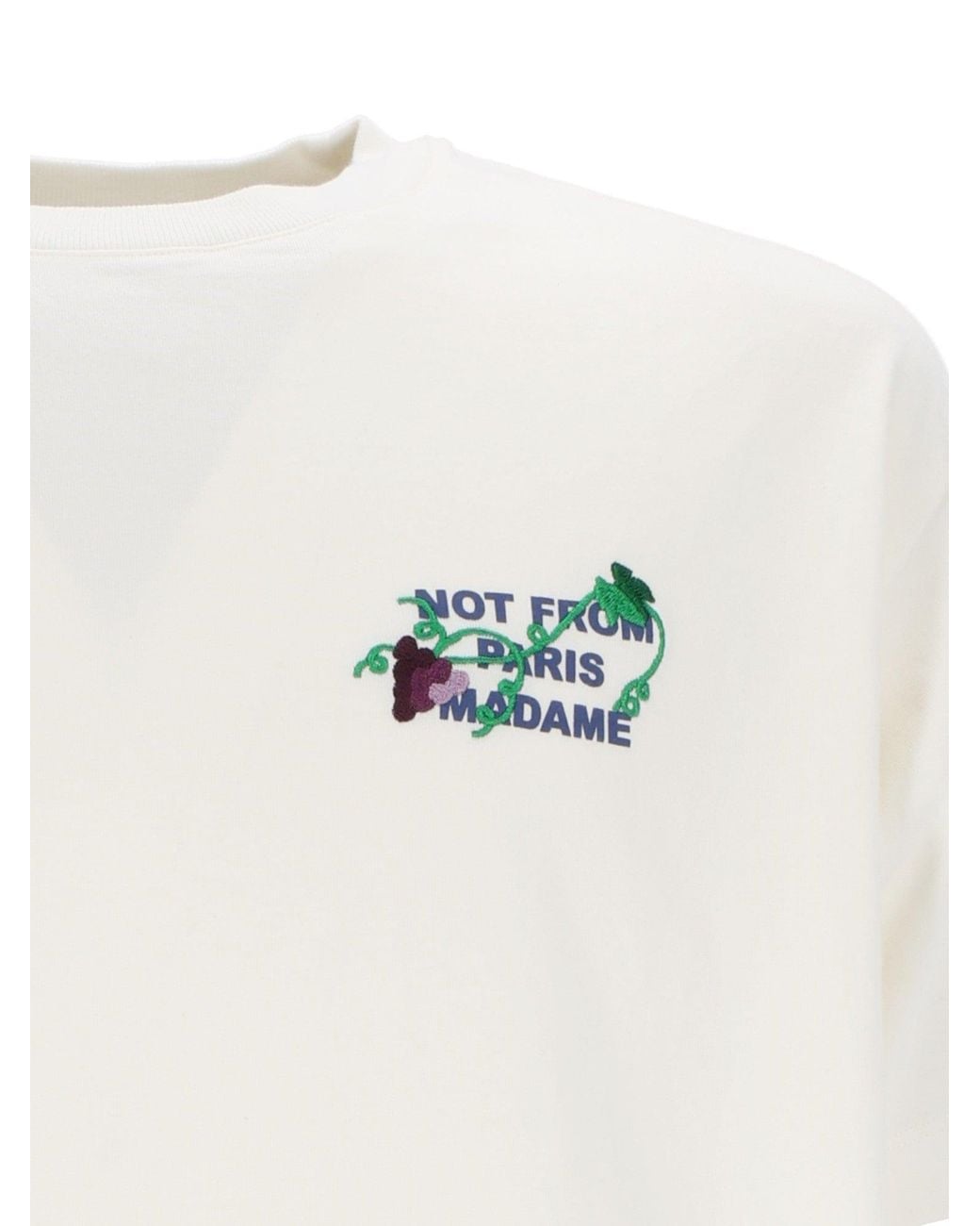 Drole de Monsieur White Off Vine Embroidered Slogan T Shirt