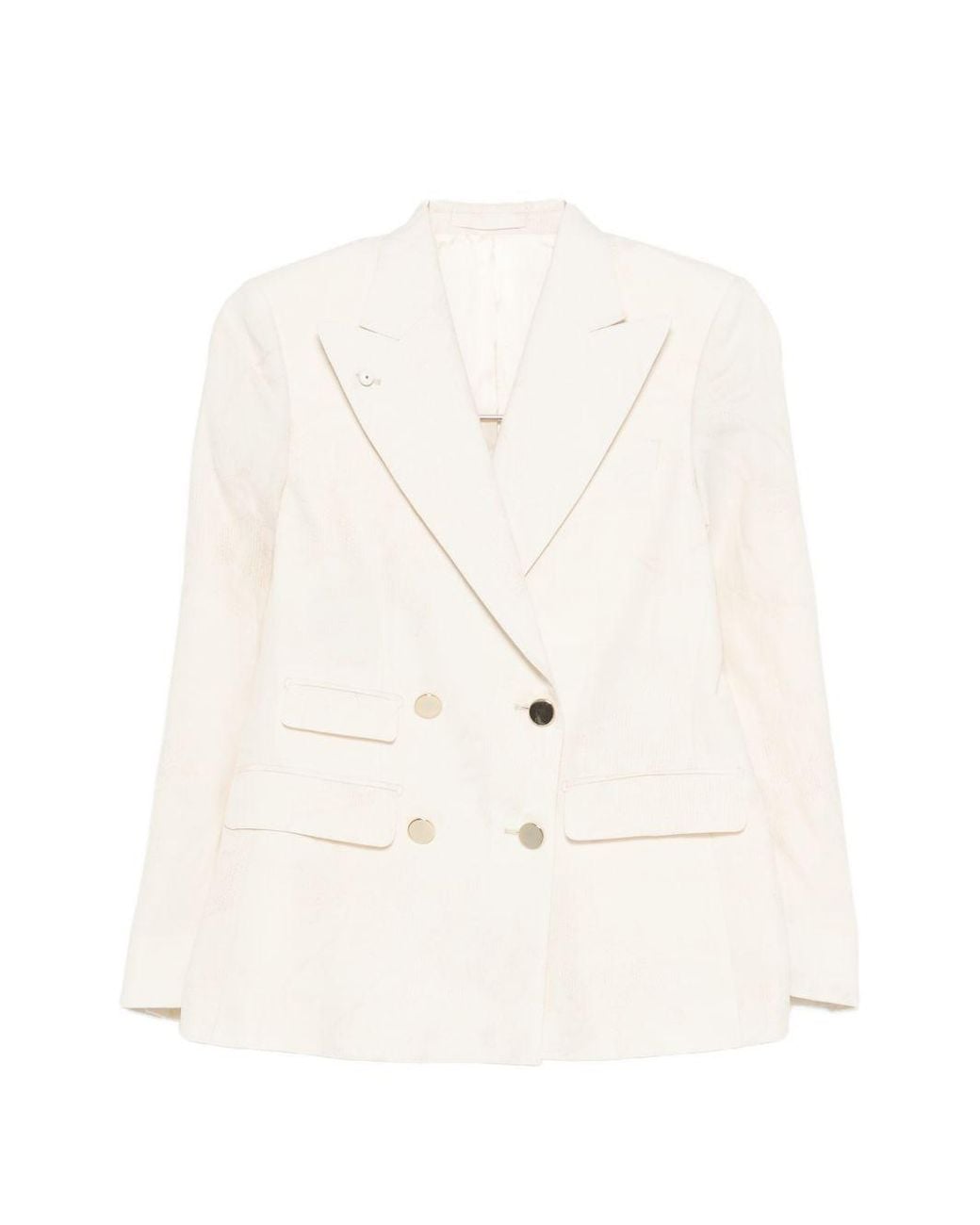 L.b.m. 1911 White Linen Blend Double-Breasted Jacket