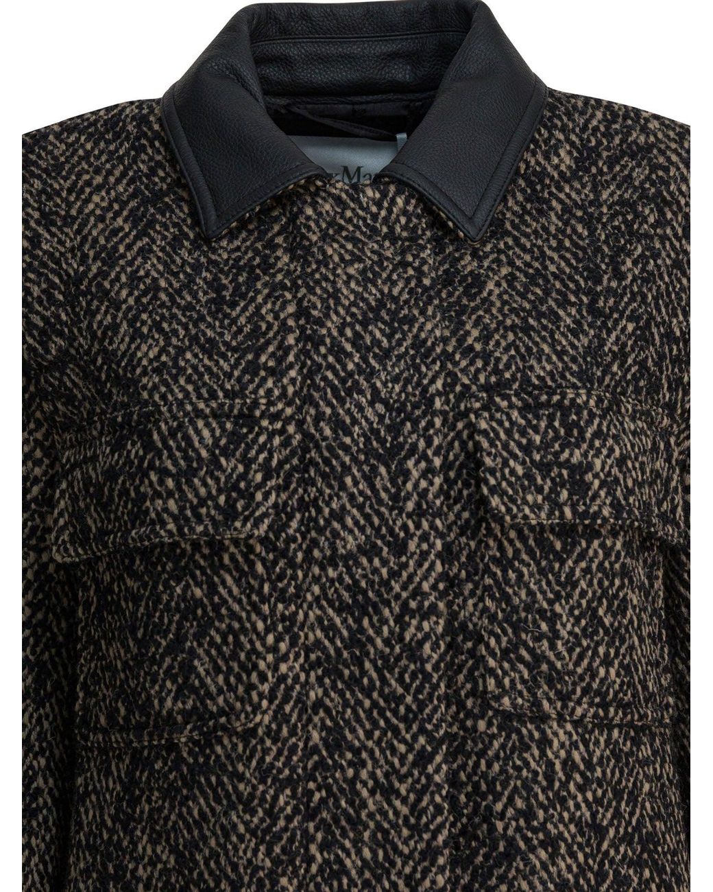 Max Mara Tweed Wollen Jas in het Black