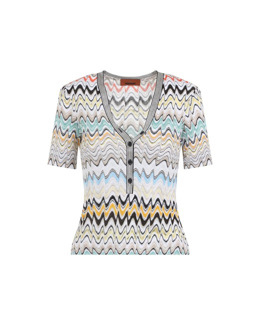 Missoni Blue Short-Sleeve Knit Top