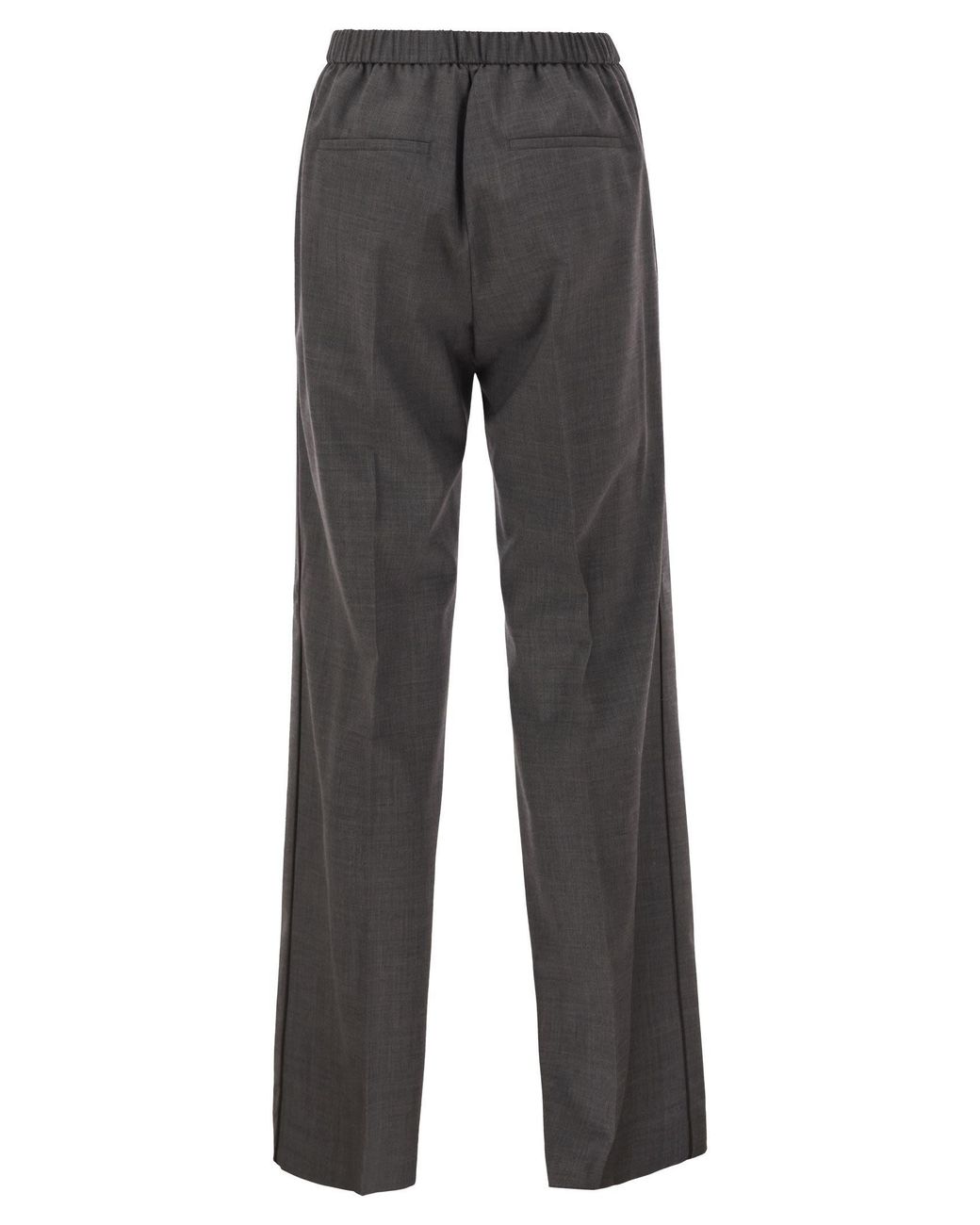 Peserico Gray Stretch Wool Trousers With Elasticated Waistband