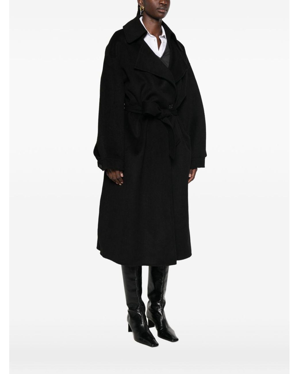 Frankie Shop Black Issen Wool Blend Long Coat